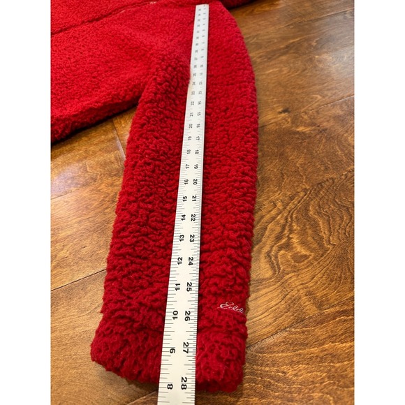 Eddie Bauer Plush Camp Suit Hooded Jumpsuit Sz L Sherpa Fleece Red Teddy Bear - Picture 7 of 15